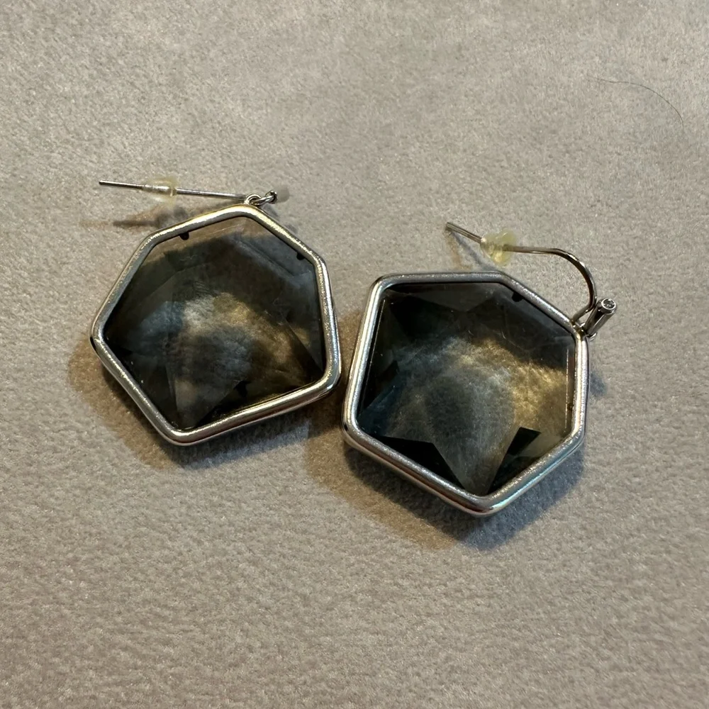 Hexagonal Silver Kendra Scott Earrings - Picture 2 of 3